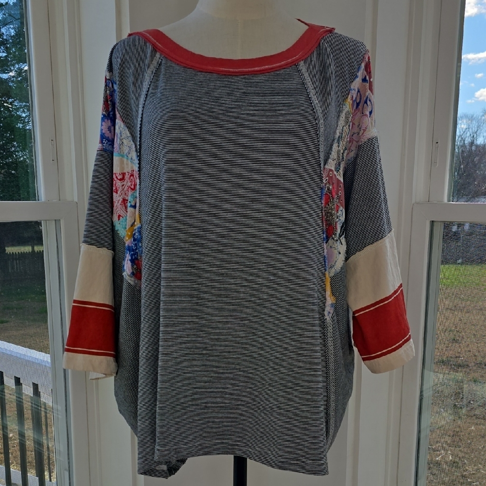 Three Bird Nest Britt Patchwork Top Sz M